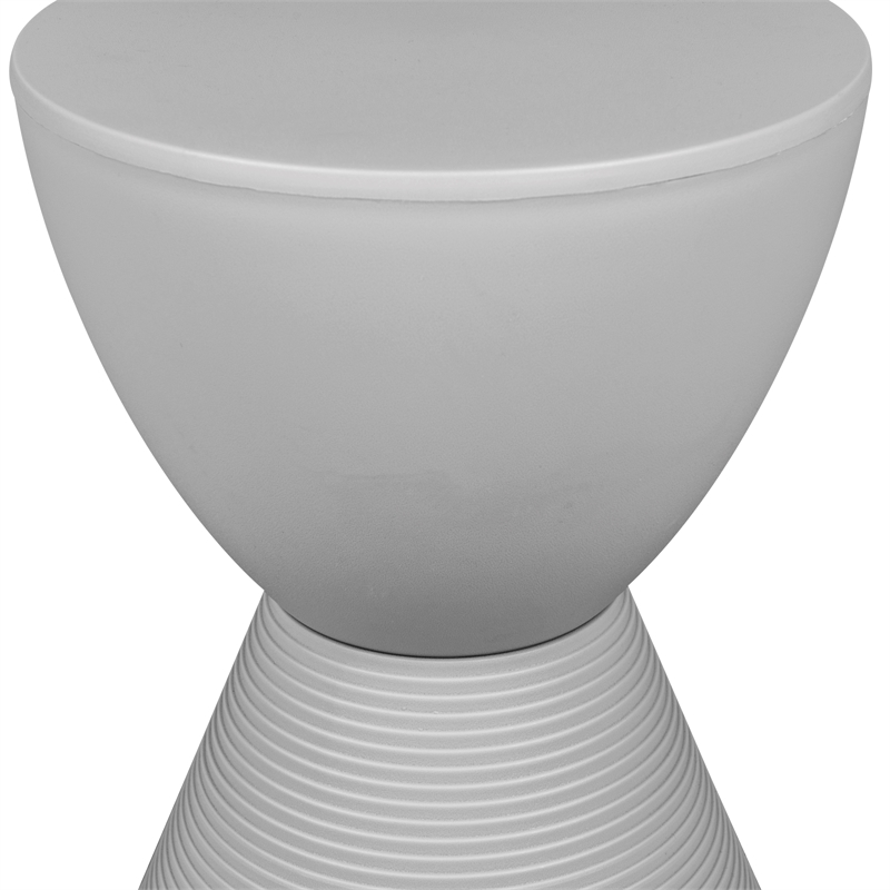 LeisureMod Boyd Modern Plastic Ribbed Round End Table in Light Gray