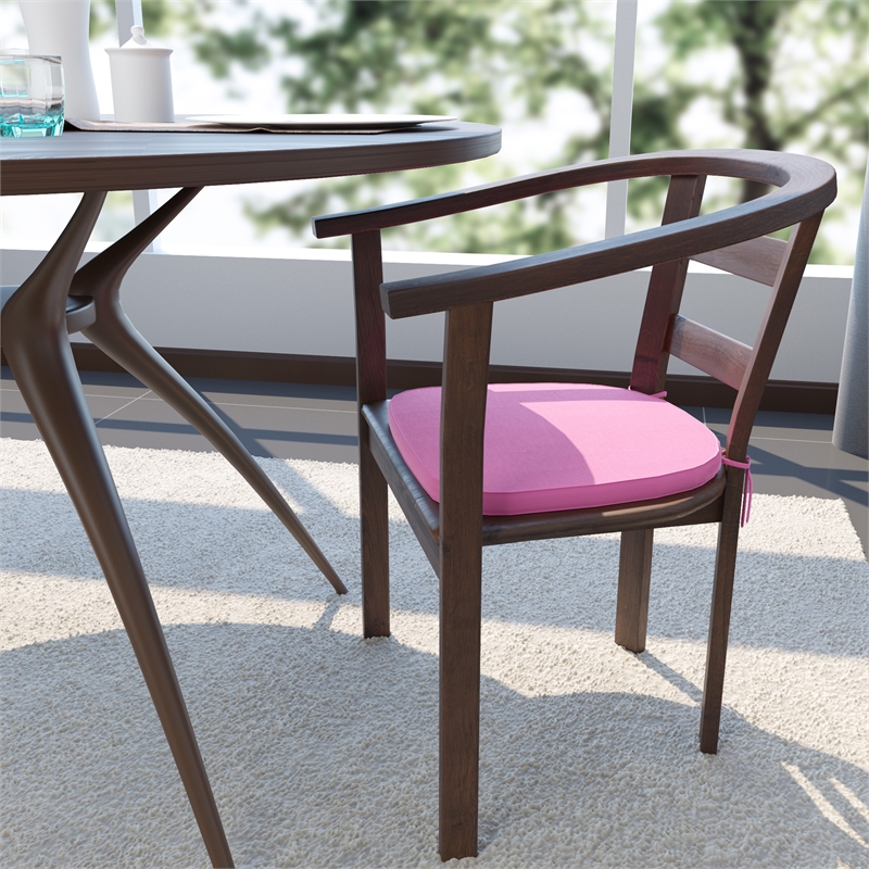 LeisureMod Modern Dining Chair Fabric Cushions With Ties in Pink