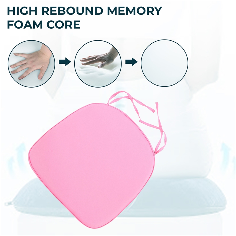 LeisureMod Modern Dining Chair Fabric Cushions With Ties in Pink