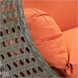 LeisureMod Outdoor Beige Wicker Hanging Double Egg Swing Chair in Orange