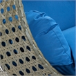LeisureMod Outdoor Beige Wicker Hanging Double Egg Swing Chair in Blue
