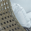 LeisureMod Outdoor Beige Wicker Hanging Double Egg Swing Chair in Light Gray