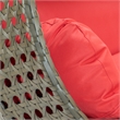 LeisureMod Outdoor Beige Wicker Hanging Double Egg Swing Chair in Red