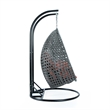 LeisureMod Outdoor Charcoal Wicker Hanging Double Egg Swing Chair in Dark Orange