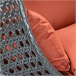 LeisureMod Outdoor Charcoal Wicker Hanging Double Egg Swing Chair in Dark Orange