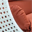 LeisureMod Outdoor White Wicker Hanging Double Egg Swing Chair in Dark Orange