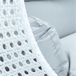 LeisureMod Outdoor White Wicker Hanging Double Egg Swing Chair in Light Gray