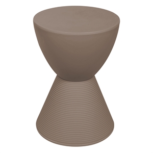 LeisureMod Boyd Modern Plastic Ribbed Round End Table in Taupe