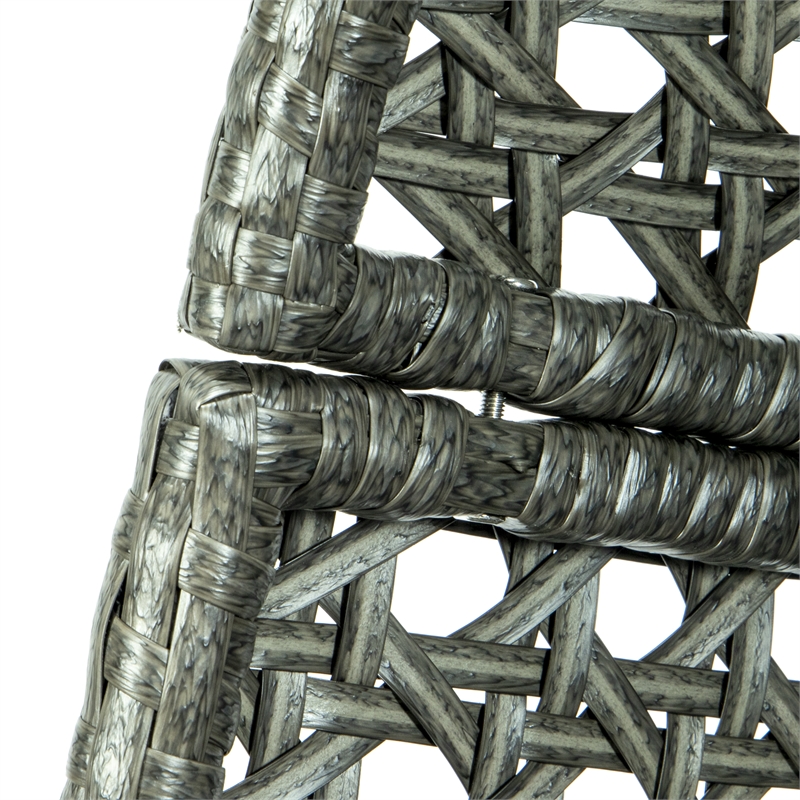 LeisureMod Charcoal Wicker Double 2-Person Hanging Egg Swing Chair in Dark Grey