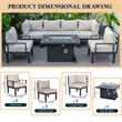 LeisureMod Chelsea 7-Piece Sectional And Fire Pit Table With Cushions in Beige