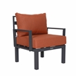 LeisureMod Chelsea 7-Piece Sectional And Fire Pit Table With Cushions in Orange