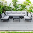 LeisureMod Chelsea 7-Piece Patio Set with Coffee Table and Cushions Light Gray