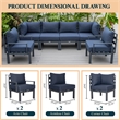 LeisureMod Chelsea 6-Piece Patio Set in Black Aluminum with Blue Cushions