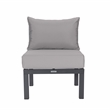 LeisureMod Chelsea 6-Piece Patio Set in Black Aluminum with Light Gray Cushions