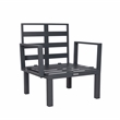 LeisureMod Chelsea 6-Piece Patio Set in Black Aluminum with Light Gray Cushions