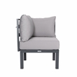 LeisureMod Chelsea 6-Piece Patio Set in Black Aluminum with Light Gray Cushions