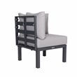 LeisureMod Chelsea 6-Piece Patio Set in Black Aluminum with Light Gray Cushions