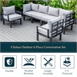 LeisureMod Chelsea 6-Piece Patio Set in Black Aluminum with Light Gray Cushions