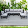 LeisureMod Chelsea 6-Piece Patio Set in Black Aluminum with Light Gray Cushions