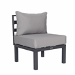 LeisureMod Chelsea 6-Piece Patio Set in Black Aluminum with Light Gray Cushions