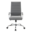 LeisureMod Benmar High-Back Mid-Century Modern Leather Office Chair in Gray