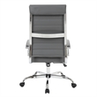 LeisureMod Benmar High-Back Mid-Century Modern Leather Office Chair in Gray