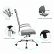 LeisureMod Benmar High-Back Mid-Century Modern Leather Office Chair in Gray