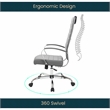 LeisureMod Benmar High-Back Mid-Century Modern Leather Office Chair in Gray