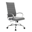 LeisureMod Benmar High-Back Mid-Century Modern Leather Office Chair in Gray