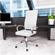 LeisureMod Benmar High-Back Mid-Century Modern Leather Office Chair in White