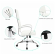 LeisureMod Benmar High-Back Mid-Century Modern Leather Office Chair in White