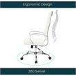 LeisureMod Benmar High-Back Mid-Century Modern Leather Office Chair in White
