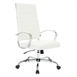 LeisureMod Benmar High-Back Mid-Century Modern Leather Office Chair in White