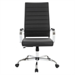 LeisureMod Benmar High-Back Mid-Century Modern Leather Office Chair in Black