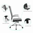 LeisureMod Benmar High-Back Mid-Century Modern Leather Office Chair in Black