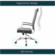 LeisureMod Benmar High-Back Mid-Century Modern Leather Office Chair in Black