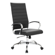LeisureMod Benmar High-Back Mid-Century Modern Leather Office Chair in Black