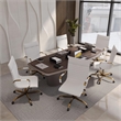 LeisureMod Harris High-Back Faux Leather Office Chair With Gold Frame in White