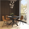 LeisureMod Markley Leather Dining Chair With Metal Legs Light Brown