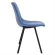 LeisureMod Markley Modern Leather Dining Side Chair With Metal Legs Peacock Blue