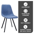 LeisureMod Markley Modern Leather Dining Side Chair With Metal Legs Peacock Blue