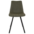 LeisureMod Markley Leather Dining Chair With Metal Legs Olive Green