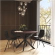 LeisureMod Markley Leather Dining Chair With Metal Legs Charcoal Black