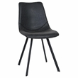 LeisureMod Markley Leather Dining Chair With Metal Legs Charcoal Black