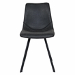LeisureMod Markley Leather Dining Chair With Metal Legs Charcoal Black