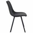 LeisureMod Markley Leather Dining Chair With Metal Legs Charcoal Black