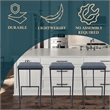 LeisureMod Quincy Quilted Stitched Leather Bar Stools in Peacock Blue