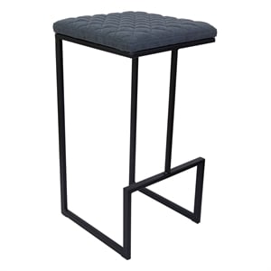 LeisureMod Quincy Quilted Stitched Leather Bar Stools in Peacock Blue