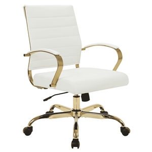 LeisureMod Benmar Modern Adjustable Leather Office Chair in White