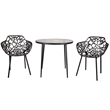 LeisureMod Devon Modern Outdoor Aluminum Bistro Set 1 Table & 2 Chairs